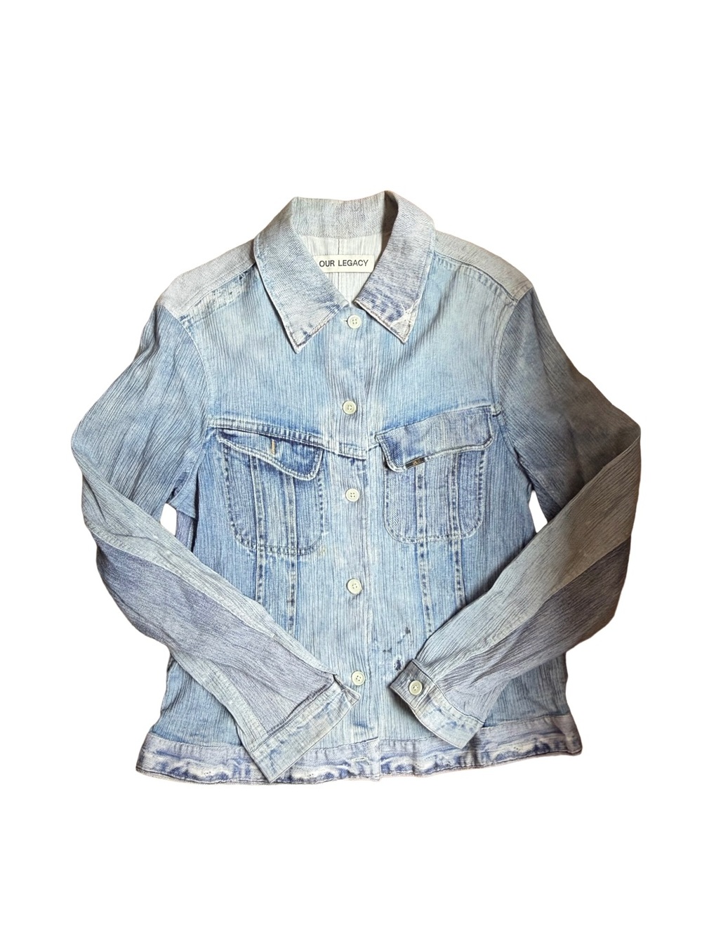 Our Legacy Light Wash Denim-effect pleated shirt- Women's